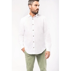 Chemise lin et coton manches longues homme
