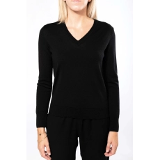 Pullover mérinos col V femme