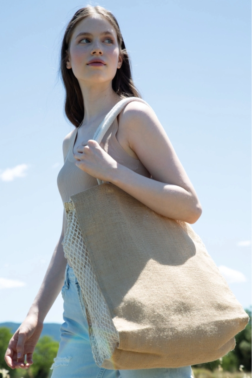 Sac shopping avec soufflet en filet