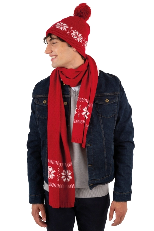 Bonnet de Noël tricoté motif étoiles