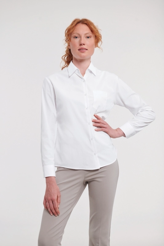 CHEMISE FEMME POPELINE POLYCOTON MANCHES LONGUES