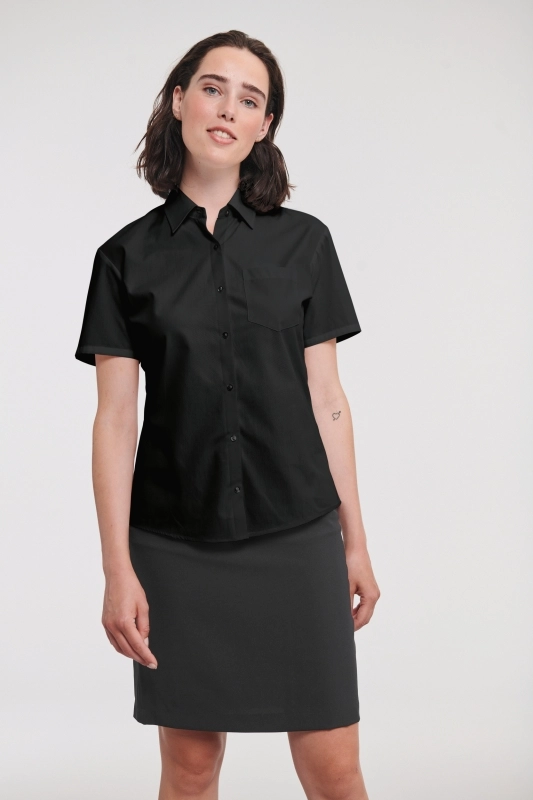 CHEMISE FEMME POPELINE PUR COTON MANCHES COURTES