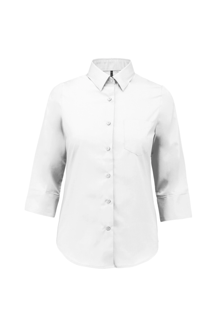 Chemise popeline polycoton manches 3/4 entretien facile femme