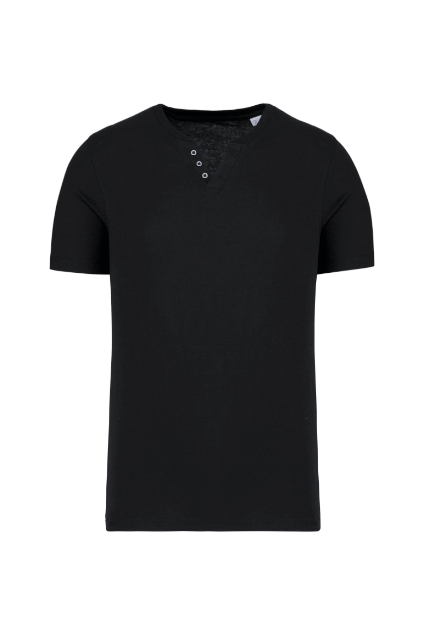 T-shirt écoresponsable henley manches courtes homme - 140 g